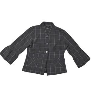 Buffalo by David Bitton Gray Plaid Button Blazer 3/4 Sleeve Women's Medium